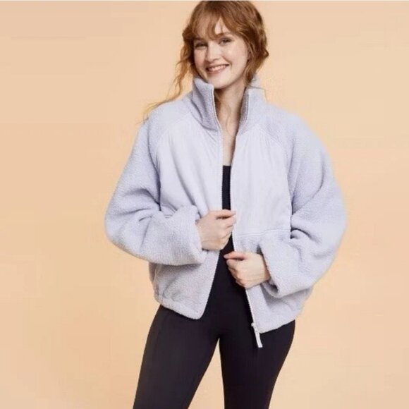 New POPFLEX Blogilates Lavender Teddy Jacket Coat Outerwear Cloud Marshmallow - Picture 2 of 5
